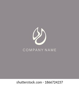 A symbol or logo of a simple, minimalistic, stylized flower bud or blob shape, consisting of two elements. Made with a thick line.