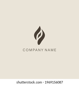 A symbol or logo of a simple, minimalistic, stylized leaves and bud shape, consisting of three-element. Made with a smoothed spot. Vector illustration