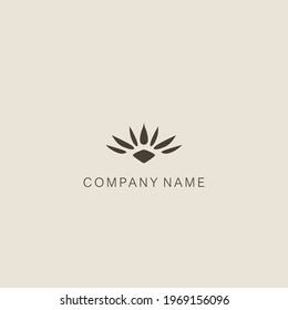 A symbol or logo of a simple, minimalistic, stylized flower shape, consisting of several elements. Made with a spot. Vector illustration