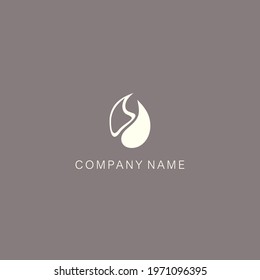 A symbol or logo of a simple, minimalistic, stylized flower bud or blob shape, consisting of two elements. Made with a thin line and spot. Vector illustration