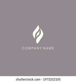 A symbol or logo of a simple, minimalistic, stylized leaves and bud shape, consisting of three-element. Made with a smoothed spot