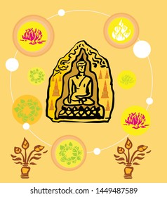 symbol of lord Buddha basrelife. mud print in pale yellow background  in the universe