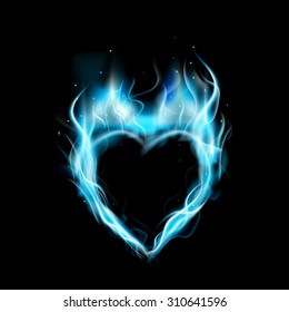 Symbol of love blue ring of Fire with black background. Vector