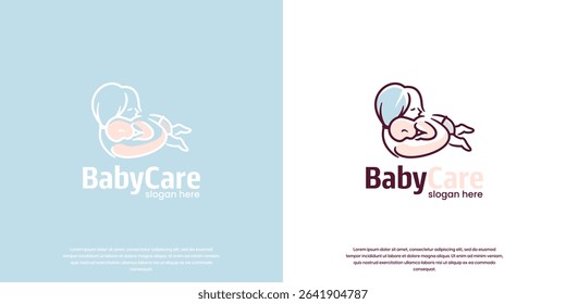 Symbol of love and care with the concept of mother and baby, graphic design vector.