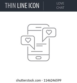 Symbol of Love Chat. Thin line Icon of Saint Valentin Lineal. Stroke Pictogram Graphic for Web Design. Quality Outline Vector Symbol Concept. Premium Mono Linear Beautiful Plain Laconic Logo