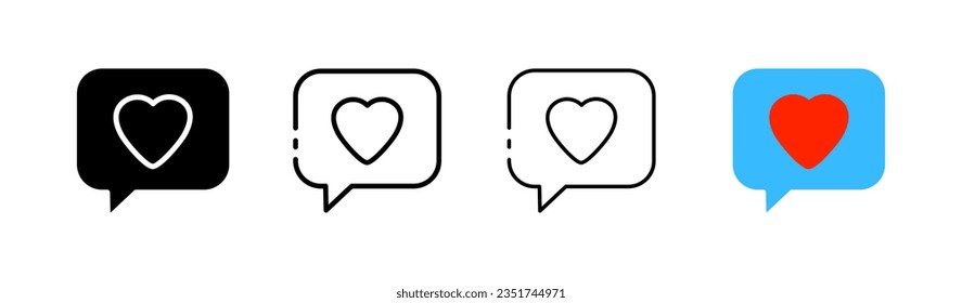 Symbol of love. Different styles, colored, love icon, love. Vector icons.