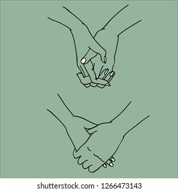 symbol of love and friendship. man and woman holding hands. vector illustration