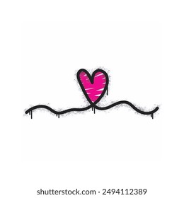 symbol love graffiti sprayed in black on white.