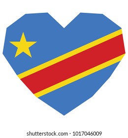 symbol of love for his country. icon for Independence Day. Flag of Democratic Republic of the Congo in the shape of Heart. detailed illustration of a grungy heart with patriotic Congo flag