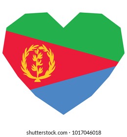 symbol of love for his country. icon for Independence Day. Flag of Eritrea in the shape of Heart, eps 10 vector. detailed illustration of a grungy heart with patriotic Eritrea flag.
