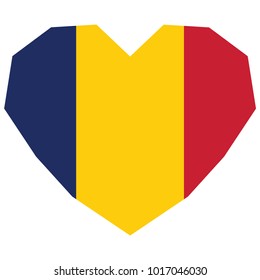 symbol of love for his country. icon for Independence Day. Flag of Chad in the shape of Heart, eps 10 vector. detailed illustration of a grungy heart with patriotic Chad flag.
