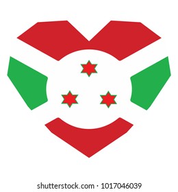 symbol of love for his country. icon for Independence Day. Flag of Burundi in the shape of Heart, eps 10 vector. detailed illustration of a grungy heart with patriotic Burundi flag.