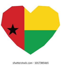 symbol of love for his country. icon for Independence Day. Flag of Guinea Bissau in the shape of Heart. detailed illustration of a grungy heart with patriotic Guinea Bissau flag.