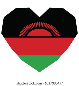 symbol of love for his country. icon for Independence Day. Flag of Malawi in the shape of Heart, eps 10 vector. detailed illustration of a grungy heart with patriotic Malawi flag.
