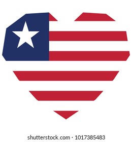 symbol of love for his country. icon for Independence Day. Flag of Liberia in the shape of Heart, eps 10 vector. detailed illustration of a grungy heart with patriotic Liberia flag.