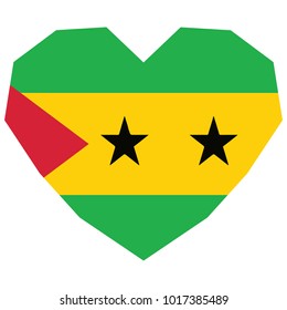 symbol of love for his country. icon for Independence Day. Flag of São Tomé and Príncipe in the shape of Heart. detailed illustration of a grungy heart with patriotic São Tomé and Príncipe flag.