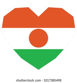 symbol of love for his country. icon for Independence Day. Flag of Niger in the shape of Heart, eps 10 vector. detailed illustration of a grungy heart with patriotic Niger flag.