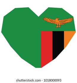 symbol of love for his country. icon for Independence Day. Flag of Zambia in the shape of Heart. eps 10 vector. detailed illustration of a grungy heart with patriotic Zambia flag.