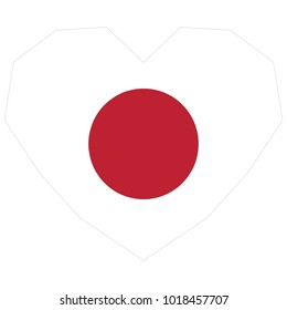 symbol of love for his country. icon for Independence Day. Flag of Japan in the shape of Heart. eps 10 vector. detailed illustration of a grungy heart with patriotic Japan flag.