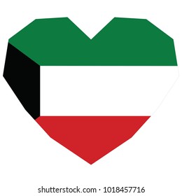 symbol of love for his country. icon for Independence Day. Flag of Kuwait in the shape of Heart. eps 10 vector. detailed illustration of a grungy heart with patriotic Kuwait flag.