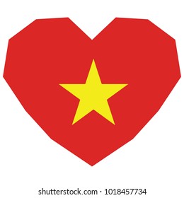 symbol of love for his country. icon for Independence Day. Flag of Vietnam in the shape of Heart. eps 10 vector. detailed illustration of a grungy heart with patriotic Vietnam flag.