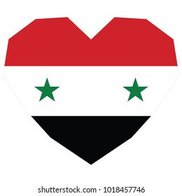 symbol of love for his country. icon for Independence Day. Flag of Syria in the shape of Heart. eps 10 vector. detailed illustration of a grungy heart with patriotic Syria flag.