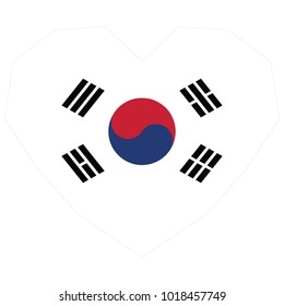 symbol of love for his country. icon for Independence Day. Flag of South Korea in the shape of Heart. eps 10 vector. detailed illustration of a grungy heart with patriotic South Korea flag.