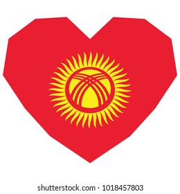 symbol of love for his country. icon for Independence Day. Flag of Kyrgyzstan in the shape of Heart. eps 10 vector. detailed illustration of a grungy heart with patriotic Kyrgyzstan flag.