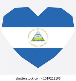 symbol of love for his country. icon for Independence Day. Flag of Nicaragua in the shape of Heart. eps 10 vector. detailed illustration of a grungy heart with patriotic Nicaragua flag.