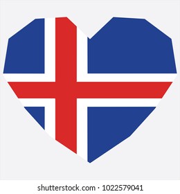 symbol of love for his country. icon for Independence Day. Flag of Iceland in the shape of Heart. eps 10 vector. detailed illustration of a grungy heart with patriotic Iceland flag.
