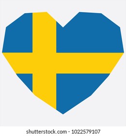 symbol of love for his country. icon for Independence Day. Flag of Sweden in the shape of Heart. eps 10 vector. detailed illustration of a grungy heart with patriotic Sweden flag.