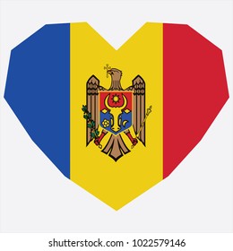 symbol of love for his country. icon for Independence Day. Flag of Moldova in the shape of Heart. eps 10 vector. detailed illustration of a grungy heart with patriotic Moldova flag.