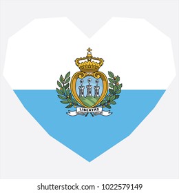 symbol of love for his country. icon for Independence Day. Flag of San Marino in the shape of Heart. eps 10 vector. detailed illustration of a grungy heart with patriotic San Marino flag.