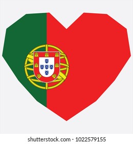 symbol of love for his country. icon for Independence Day. Flag of Portugal in the shape of Heart. eps 10 vector. detailed illustration of a grungy heart with patriotic Portugal flag.