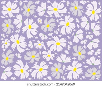 Symbol of Love, Illustration Background of Bright and Beautiful Orange Cosmos Flowers or Cosmos Bipinnatus.
