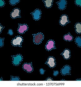 Symbol of love for the label. Transparent vector effect. Flower petal in shape of heart confetti. Decor element for greeting cards. Seamless Valentines Day background of violet, black and blue hearts.
