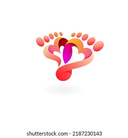 Symbol Love Logo With Two Legs, Charity Icon Template