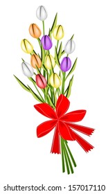 Symbol of Love and Luxury, An Illustration of Lovely Spring Colorful Tulip Boquet for Someone Special. 