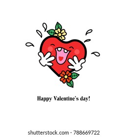 A symbol of love. A merry heart laughs. Vector illustration. Isolated on a white background. Happy Valentine's day.