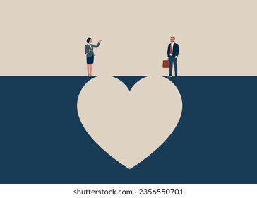 Symbol of love message. Valentines day concept. End of relationship. Vector illustration.