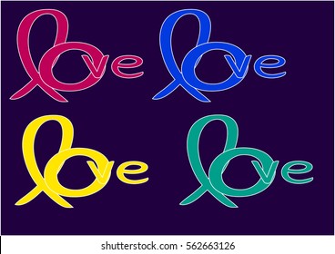 Symbol of love on colorful  background, greeting card, Flat design Happy Valentines.  vector illustration