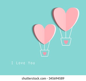 Symbol of love on sweet blue background, greeting card, Flat design Happy Valentines. can be add text. vector  illustration