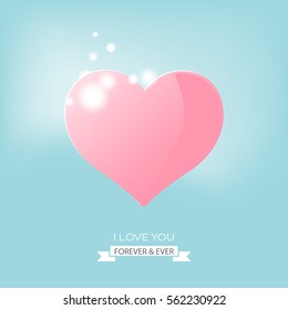 Symbol of love on sweet blue background, greeting card, Flat design Happy Valentines. can be add text. vector  illustration