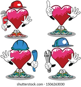 a symbol of love with a pose as a machine technician and engineering