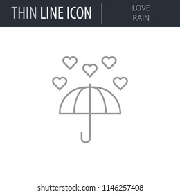 Symbol of Love Rain. Thin line Icon of Saint Valentin Lineal. Stroke Pictogram Graphic for Web Design. Quality Outline Vector Symbol Concept. Premium Mono Linear Beautiful Plain Laconic Logo