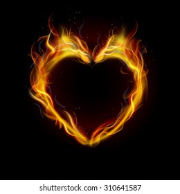 Symbol of love ring of Fire with black background. Vector
