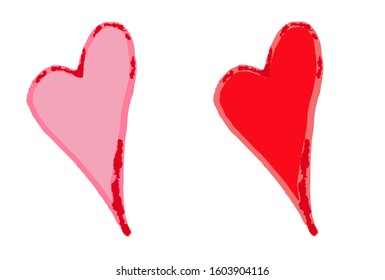 Symbol of love, sign of the heart. Drawn by hand. Valentine's Day. White isolated background. Flat style for design, logo. Stock vector illustration.