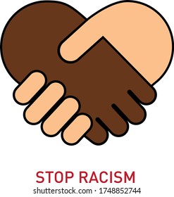 Symbol of love and stop racism vector. Handshake icon
