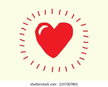 Symbol of love and valentine. Heart design for wedding and romance. Red heart and passion icon. Romantic graphics and decoration element. Vector.