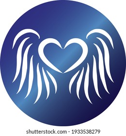 symbol of love and wings in blue